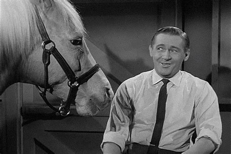 a man standing in front of a horse wearing a tie and looking at the camera