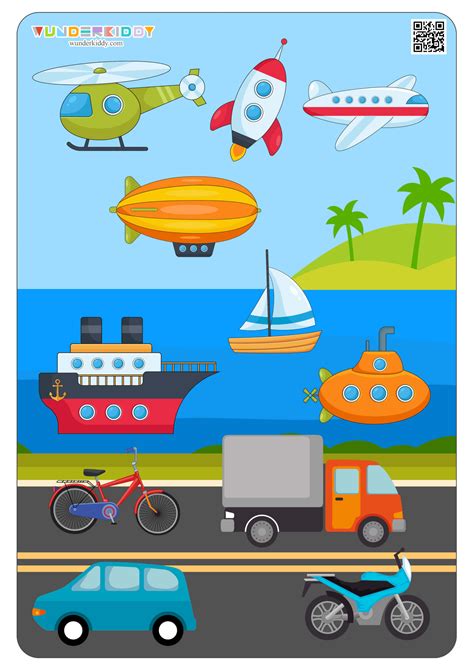 Printable Land Air Water Transportation Matching Activity