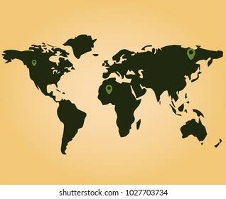 Detailed World Map Earth Globes Yellow Stock Illustration 67005352
