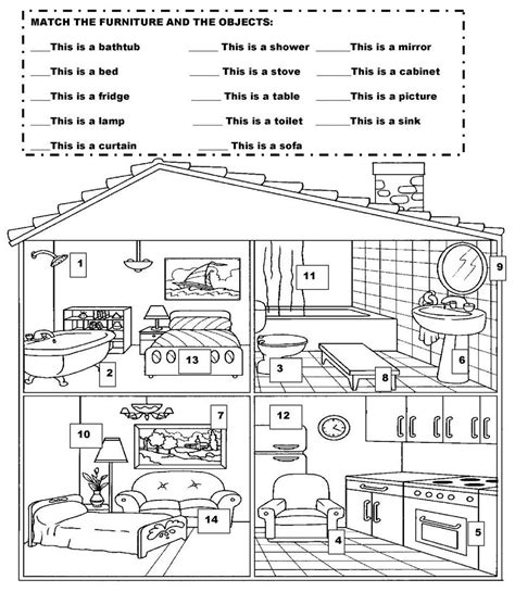 Rooms of the house worksheet - 65 photo