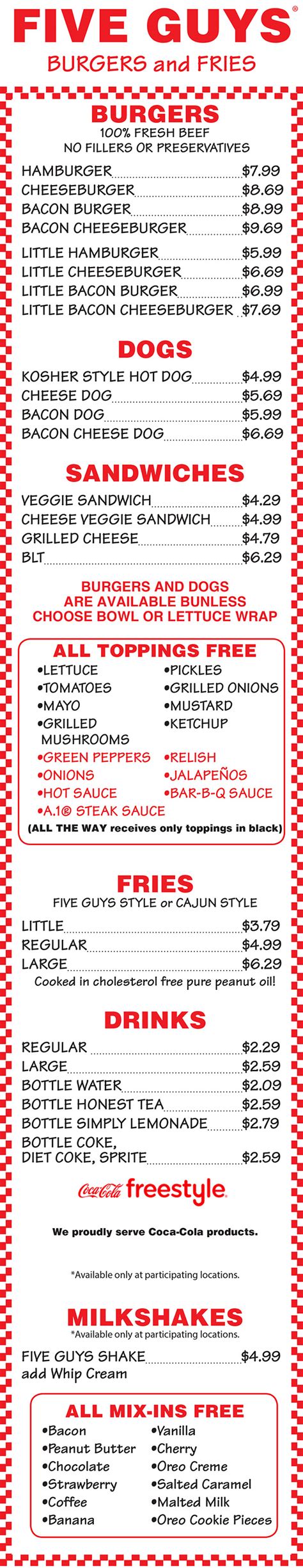 Five Guys Menu | Order Online | Delivery | Lincoln NE | City-Wide ...