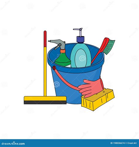 Cleaning Supplies Clip Art Illustration Vector Isolated Stock Vector - Illustration of cleaning ...