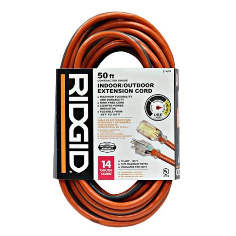 RIDGID 50 ft. 14/3 Outdoor Extension Cord-657-143050RL6A - The Home Depot