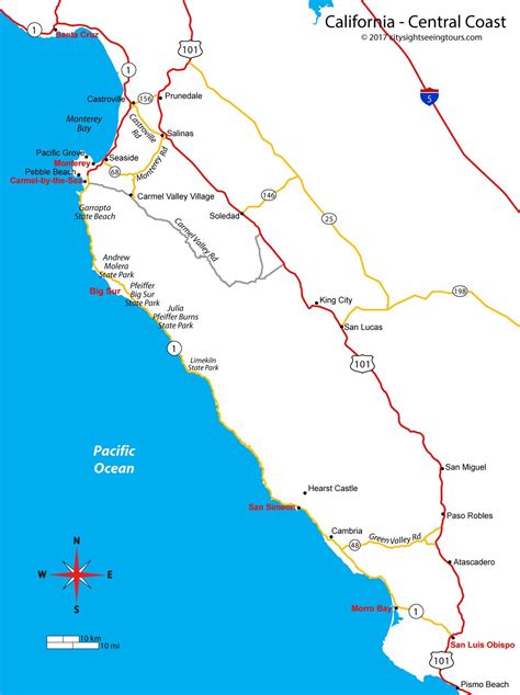 Central California Beaches Map - Printable Maps