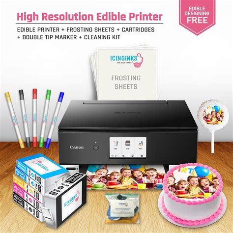 Canon PIXMA Cake Image Printer, Edible Ink Cartridges, Wafer Sugar ...