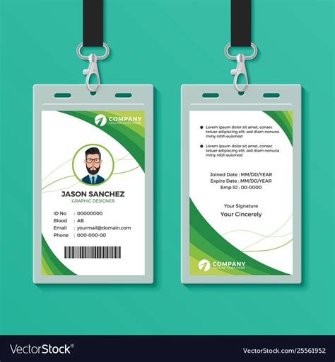 Green graphic id card design template Royalty Free Vector