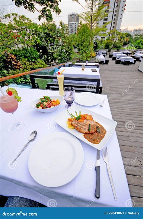 Table Setting Outdoor Restaurant Stock Image - Image of fork, dine ...