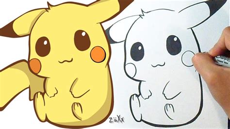 Cómo dibujar a Pikachu "Kawaii" | How to draw Cute Baby Pikachu | Cute ...