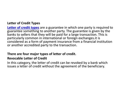 PPT - Letter of Credit Types PowerPoint Presentation, free download ...