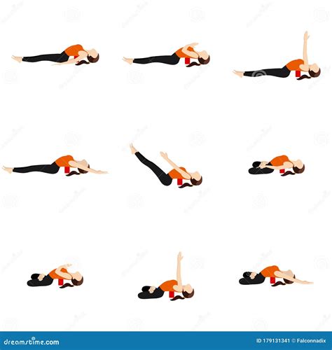 Fish Pose Variations with Blocks Stock Vector - Illustration of female ...