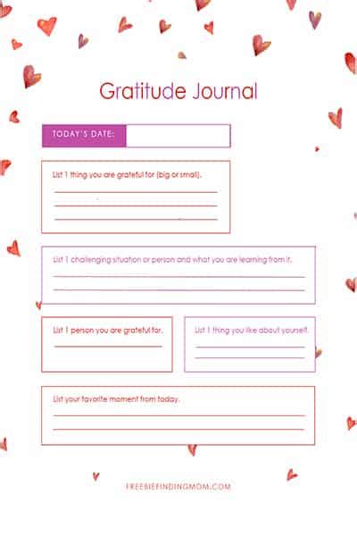 printable daily gratitude journal template Gratitude freebiefindingmom - All Sheets Database