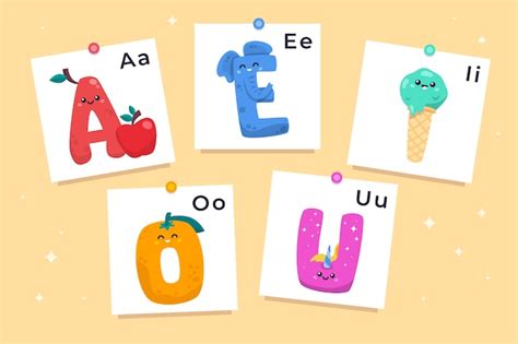 Free Vector | Hand drawn vowels illustration