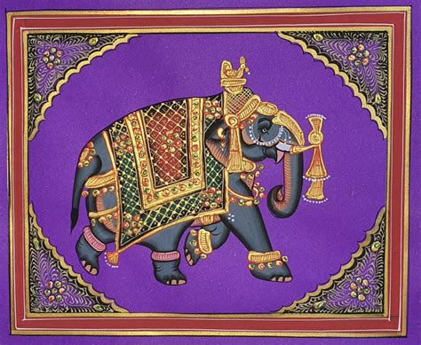 Interior Decor Embossed Elephant Handmade Paper Painting, Size: 8x10 ...