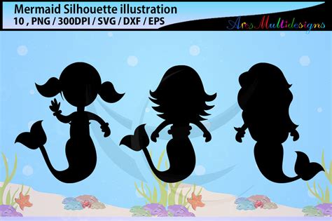 Mermaid silhouette svg / water silhouette / beauty girl silhouette / mermaid vector / mermaid ...
