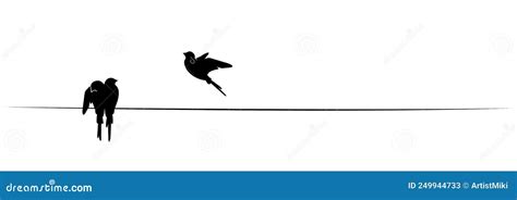 Two Birds on Wire 2 stock vector. Illustration of flying - 249944733