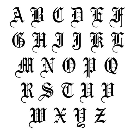 Old English Alphabet A-Z - 10 Free PDF Printables | Printablee | Old english alphabet, Lettering ...