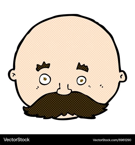 Comic cartoon bald man with mustache Royalty Free Vector