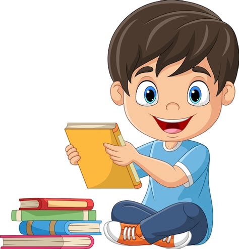 Boys Reading Cartoon Clipart