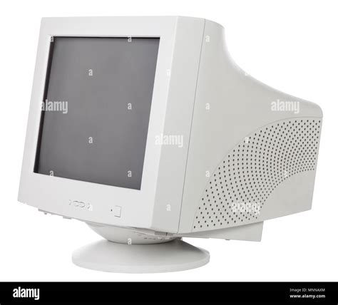 Vintage CRT computer monitor with black screen isolated on white background Stock Photo - Alamy