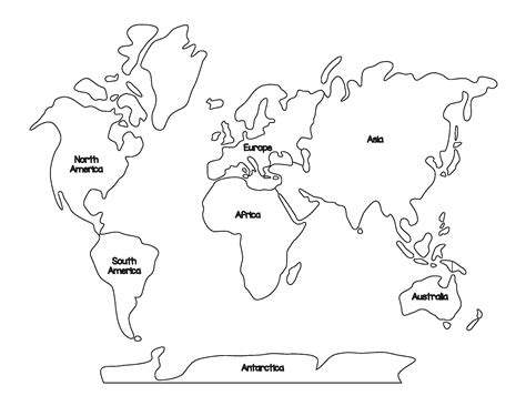 Blank Continents Map With Cut Out Labels Coloring Pages - Learny Kids