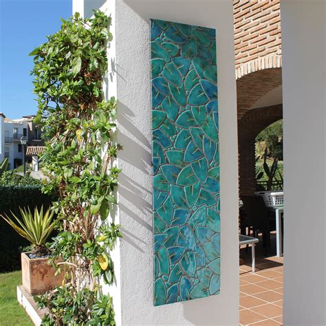 wall art made from ceramic - mosaic art - garden wall art - Jungle leaves