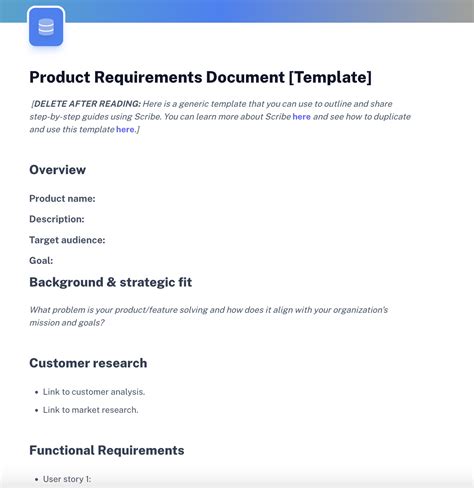 Creating a Product Requirements Document (PRD) Template for Software Teams | Scribe