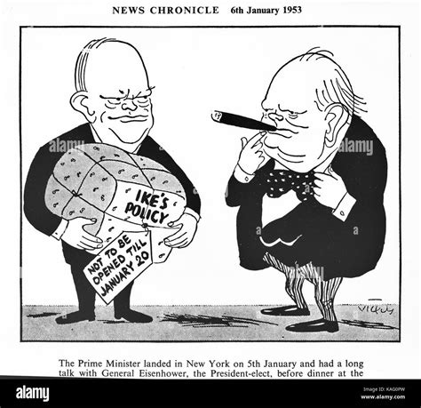 churchill with Eisenhower cartoon 1953 Stock Photo - Alamy