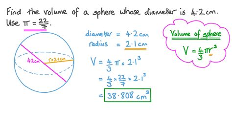 Question Video: Finding the Volume of a Sphere Given Its Diameter | Nagwa