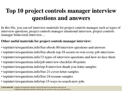 Top 10 project controls manager interview questions and answers