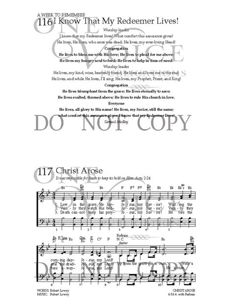 Christ Arose – Sheet Music with Guitar Chords – One Voice Hymnal