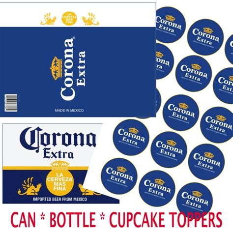 Corona beer can/bottle labels and matching cupcake toppers