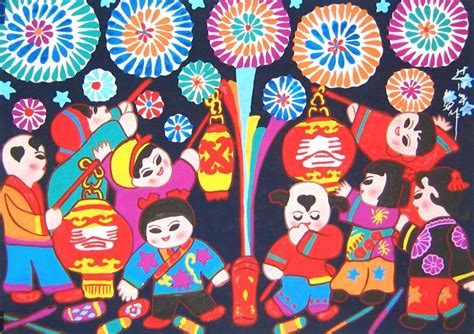 Spring Festival - Chinese folk art painting | Chinese folk art painting, Chinese folk art, Folk ...