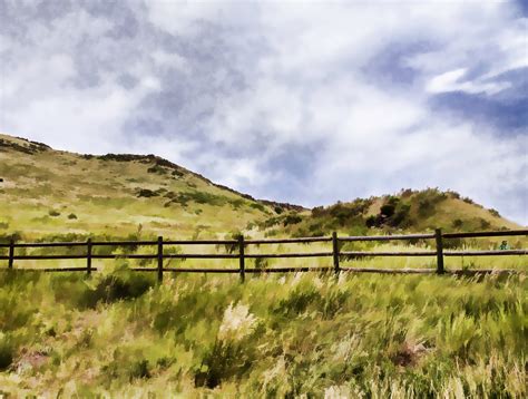Fence Around Grassy Hills Free Stock Photo - Public Domain Pictures