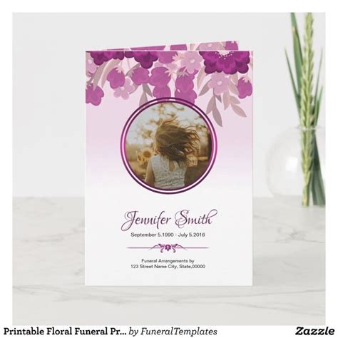 Printable Floral Funeral Program Template | Zazzle