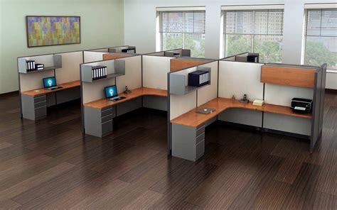 L Shape Cubicle Desk Workstation With Storage - Madison Liquidators