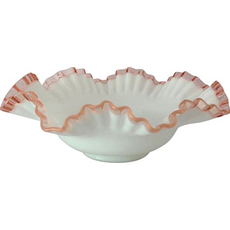 Fenton Rose Crest Double Crimped 10-Inch Glass Bowl Circa 1940s For Sale on Ruby Lane | Antique ...