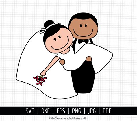 Mix Couple Wedding Stick Figure SVG. Bride and Groom Cut - Etsy