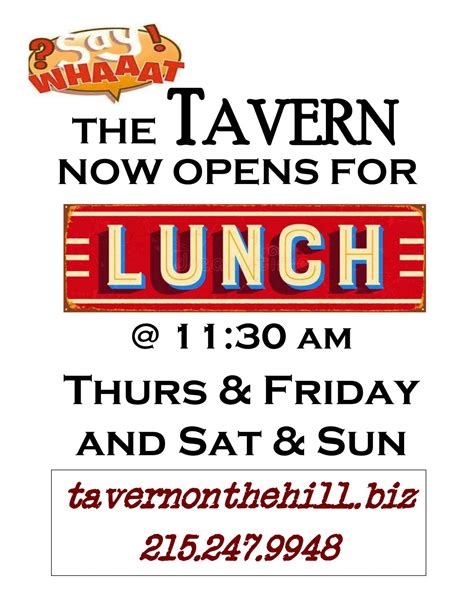 Tavern on the Hill Opens for Lunch! - Chestnut Hill