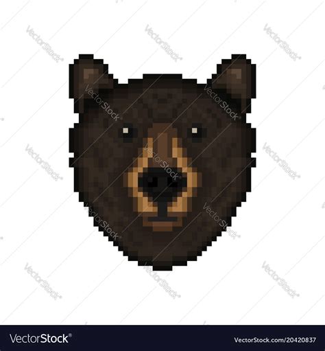 Bear head in pixel art style Royalty Free Vector Image