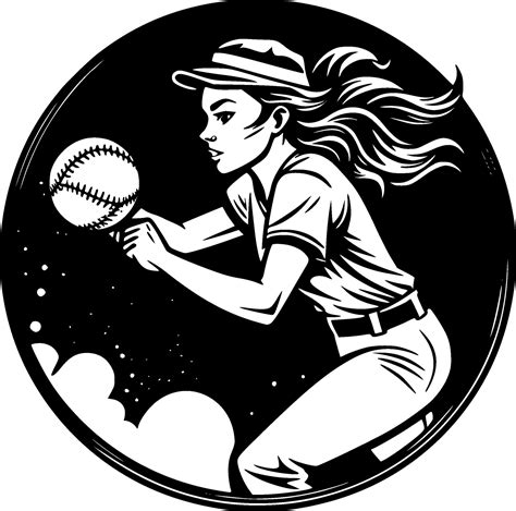 Softball, Minimalist and Simple Silhouette - Vector illustration ...