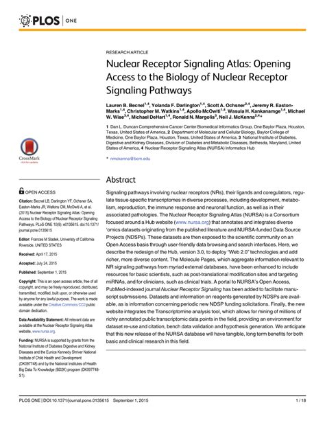 (PDF) Nuclear Receptor Signaling Atlas: Opening Access to the Biology of Nuclear Receptor ...