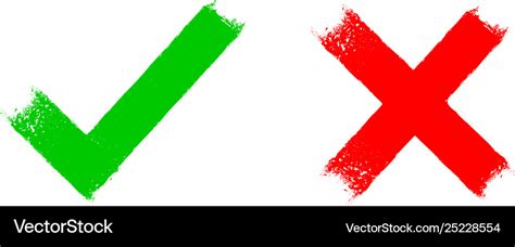 Green tick and red cross Royalty Free Vector Image