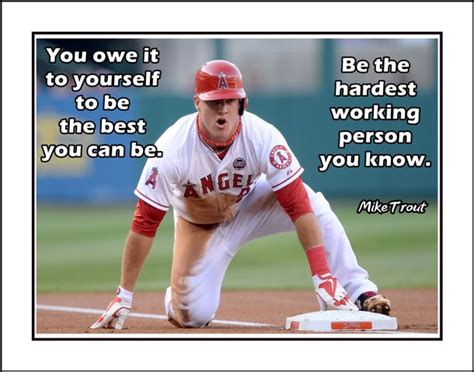 Motivational Baseball Poster, Mike Trout 'You Owe Yourself' Quote, Wall ...