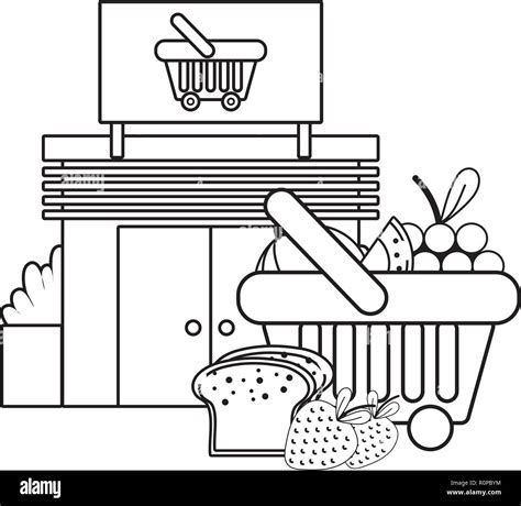 supermarket store business black and white Stock Vector Image & Art - Alamy