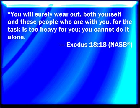 Exodus 18:18 You will surely wear away, both you, and this people that is with you: for this ...