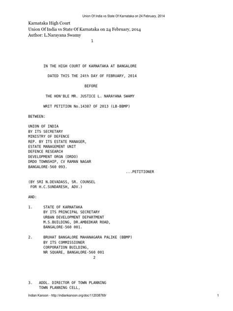 Karnataka High Court On High Rise Buildings | PDF | Mandamus | Deed