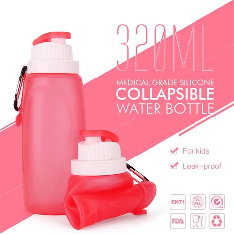 Kids Collapsible Water Bottle for School, BPA Free Silicone Water Bottles|kids collapsible water ...