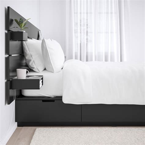 NORDLI Bed with headboard and storage - anthracite - IKEA | Headboards for beds, Bed frame with ...