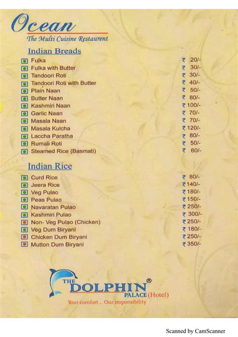 Menu - The Dolphin Palace