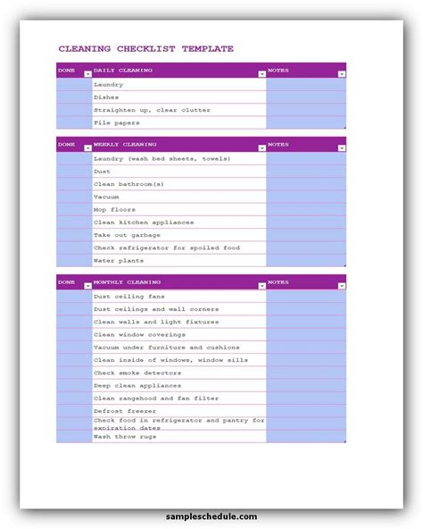 Office Cleaning Checklist Template Excel Free Download